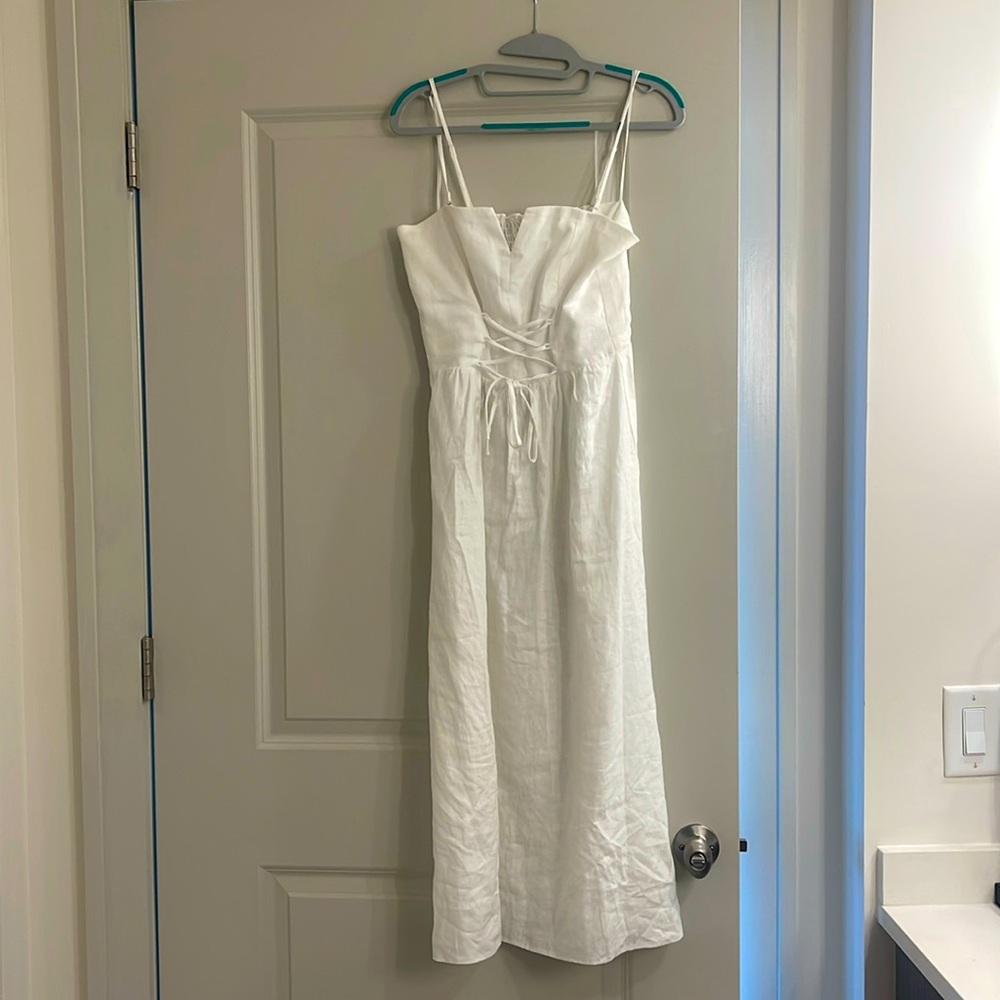 Reformation white linen dress.